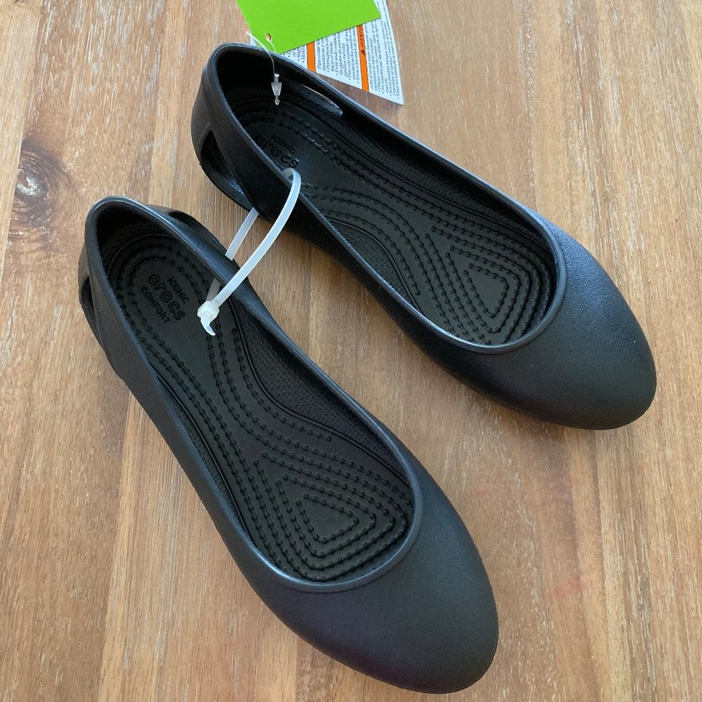 Crocs Girls Mary Jane Black Slip On Flats Sz 4 W